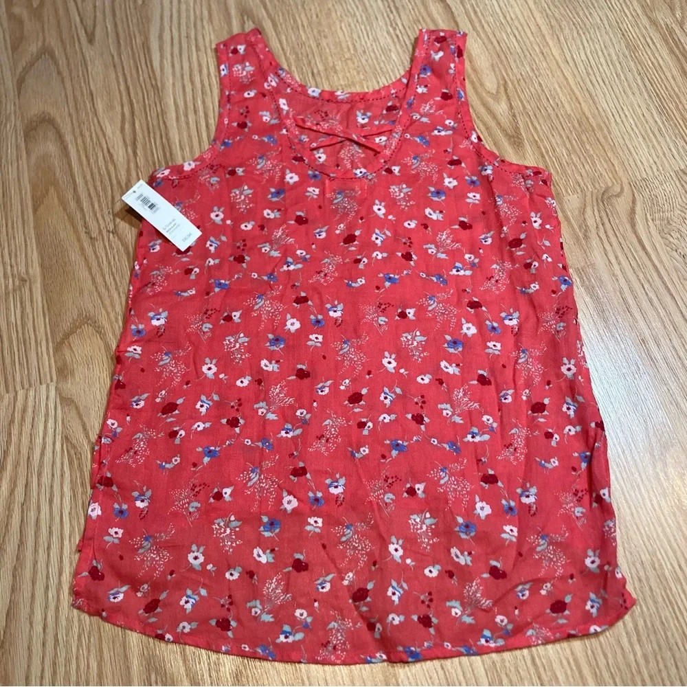 NWT Old Navy coral floral tank‎ large 10-12